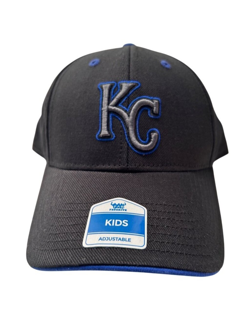 NWT Kids Adjustable Kansas City Royals Baseball Cap Black & Blue MSRP $19.99